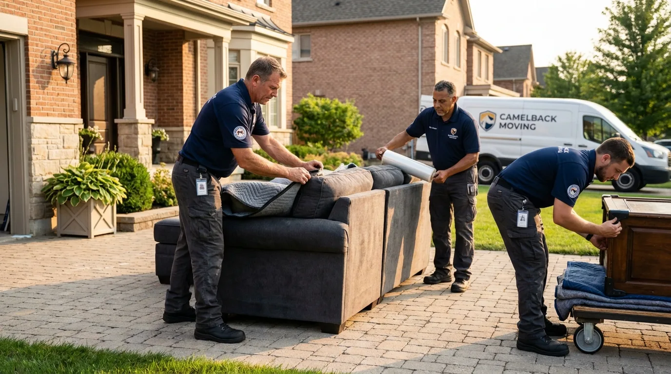 Large estate moving crew wrapping furniture in Auberry, CA